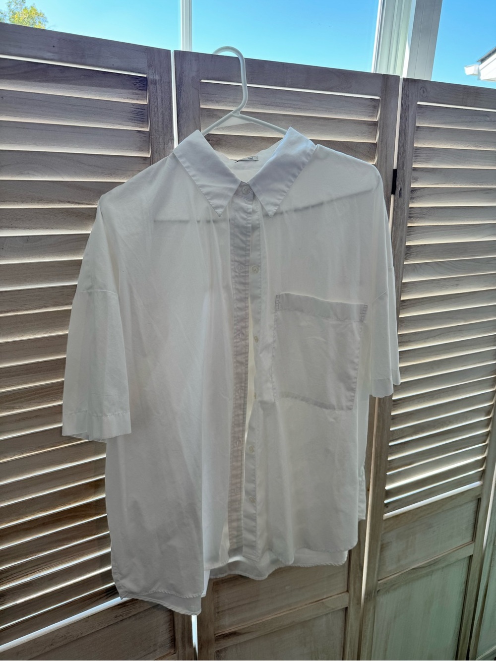 Abercrombie & Fitch Oversized Short-Sleeve Poplin Button-Up Shirt